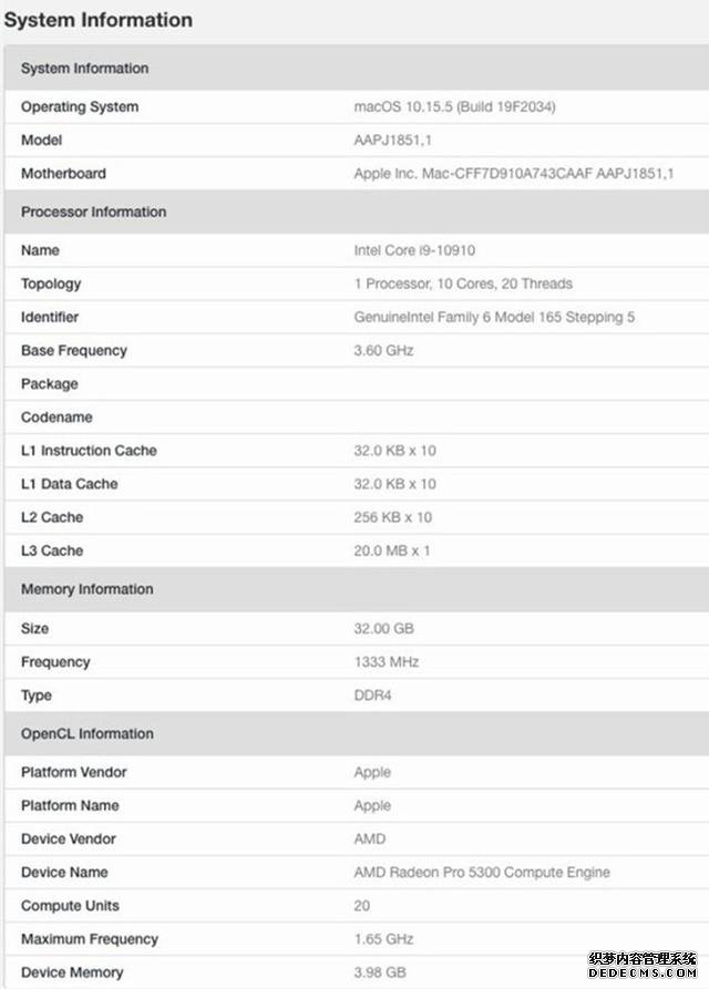 蘋果iMac 2020配置曝光:將搭載i9-10910和Radeon Pro 5300