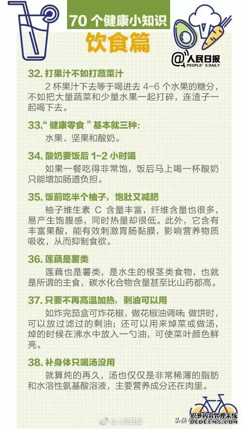 人民日報發(fā)布：70個超實用健康小知識，值得收藏