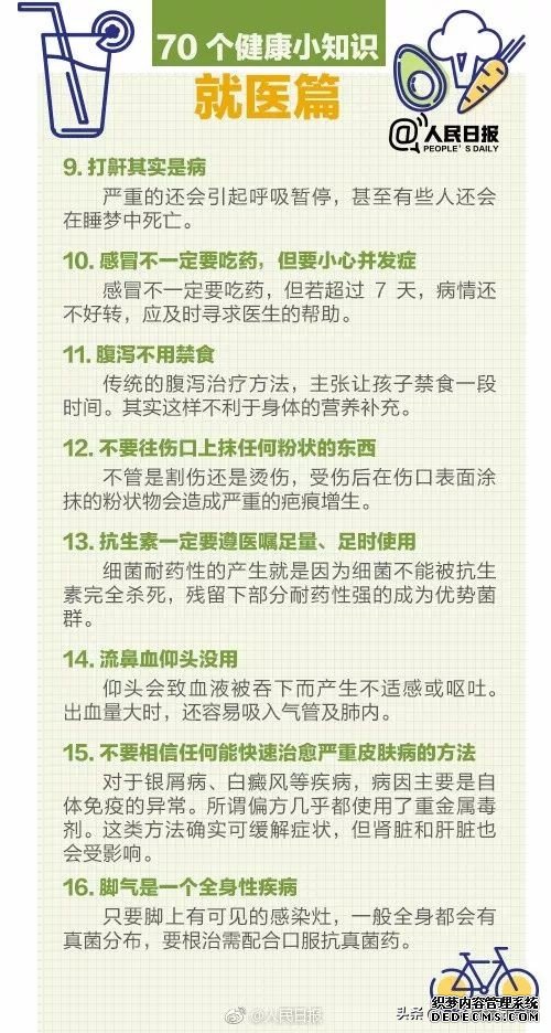 人民日報發(fā)布：70個超實用健康小知識，值得收藏