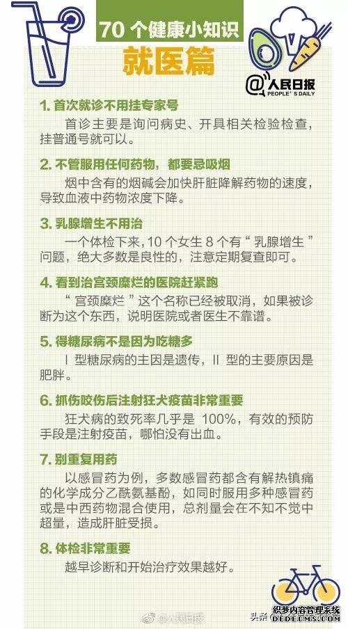 人民日報發(fā)布：70個超實用健康小知識，值得收藏