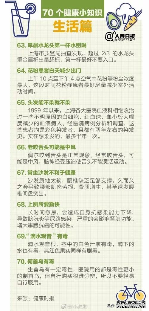 人民日報發(fā)布：70個超實用健康小知識，值得收藏